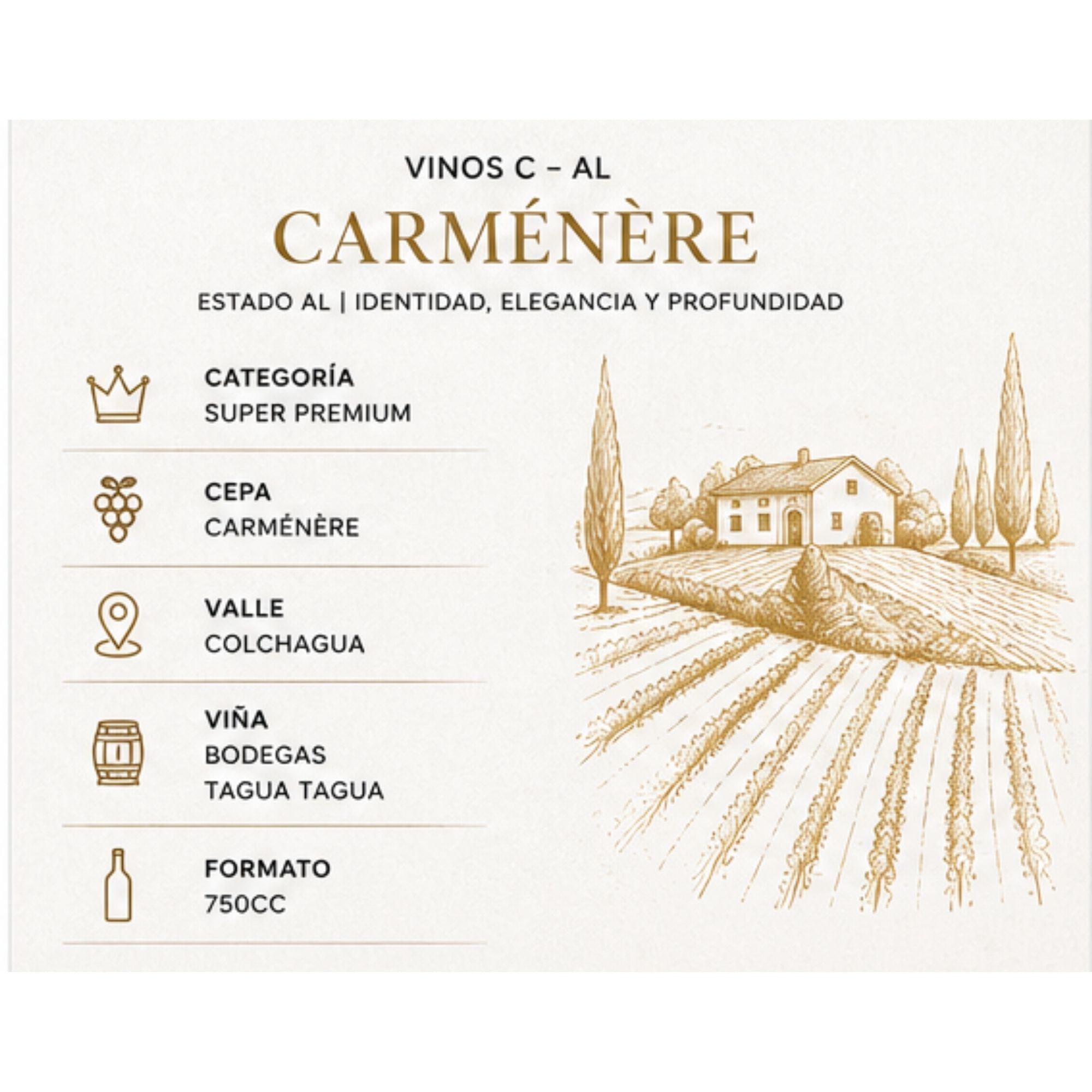 Vinos C AL Carménère 750cc Super Premium