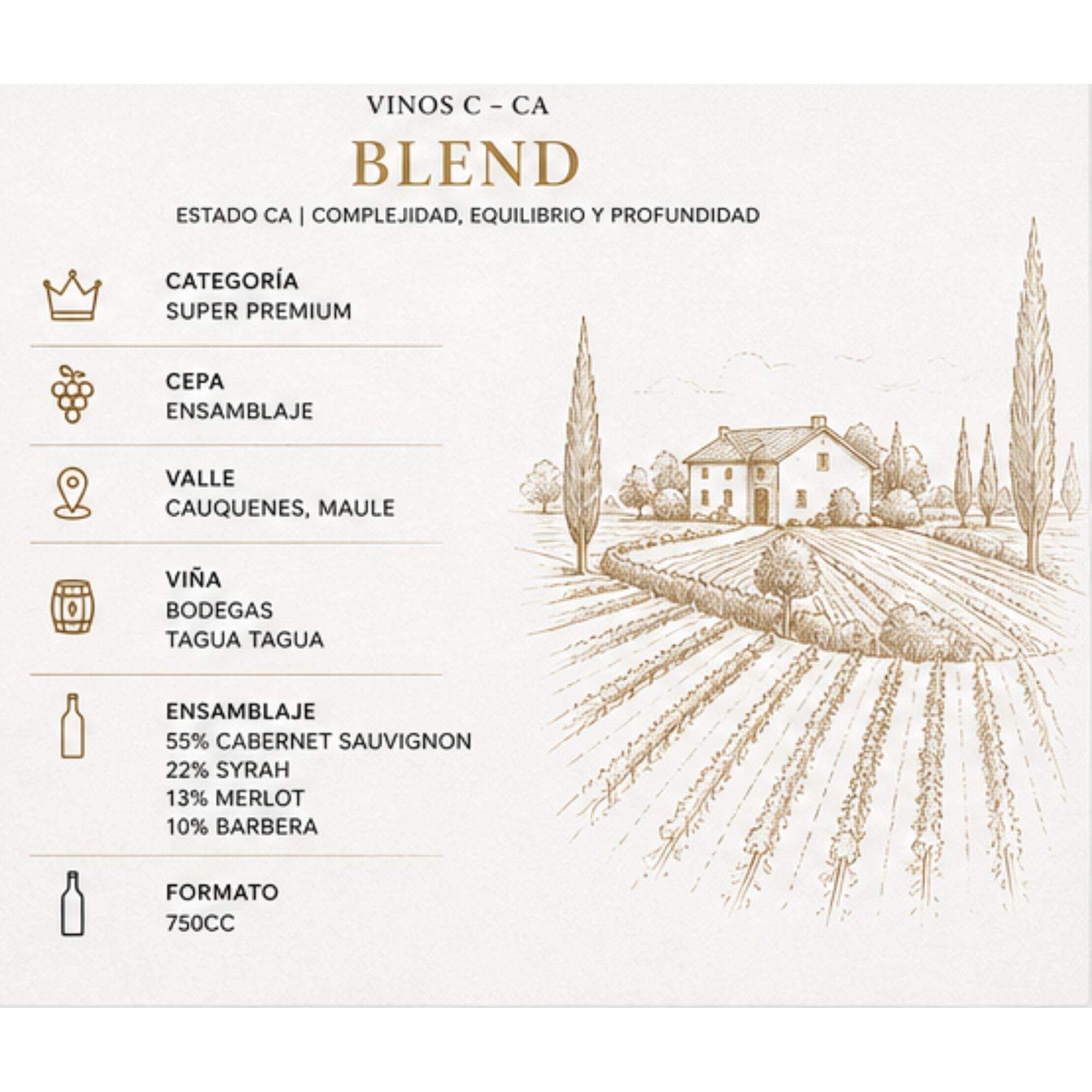 Vinos C CA Blend 750cc Super Premium