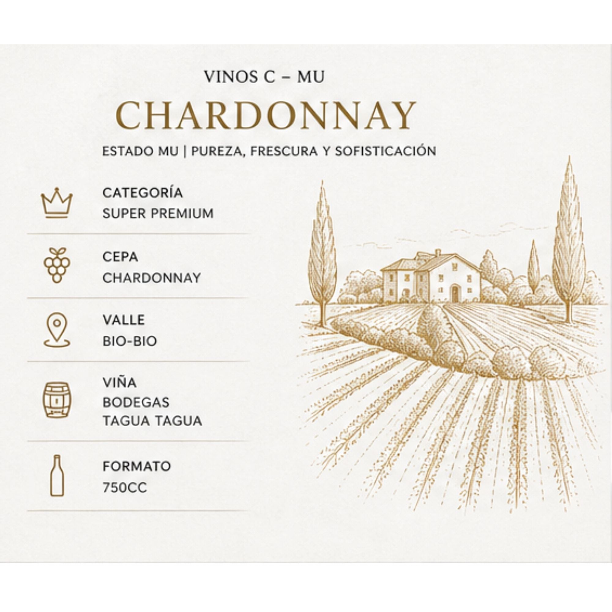 Vinos C MU Chardonnay 750cc Super Premium